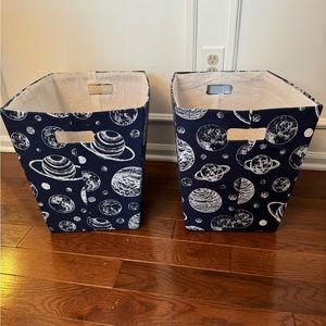 Space themed decorative storage bins